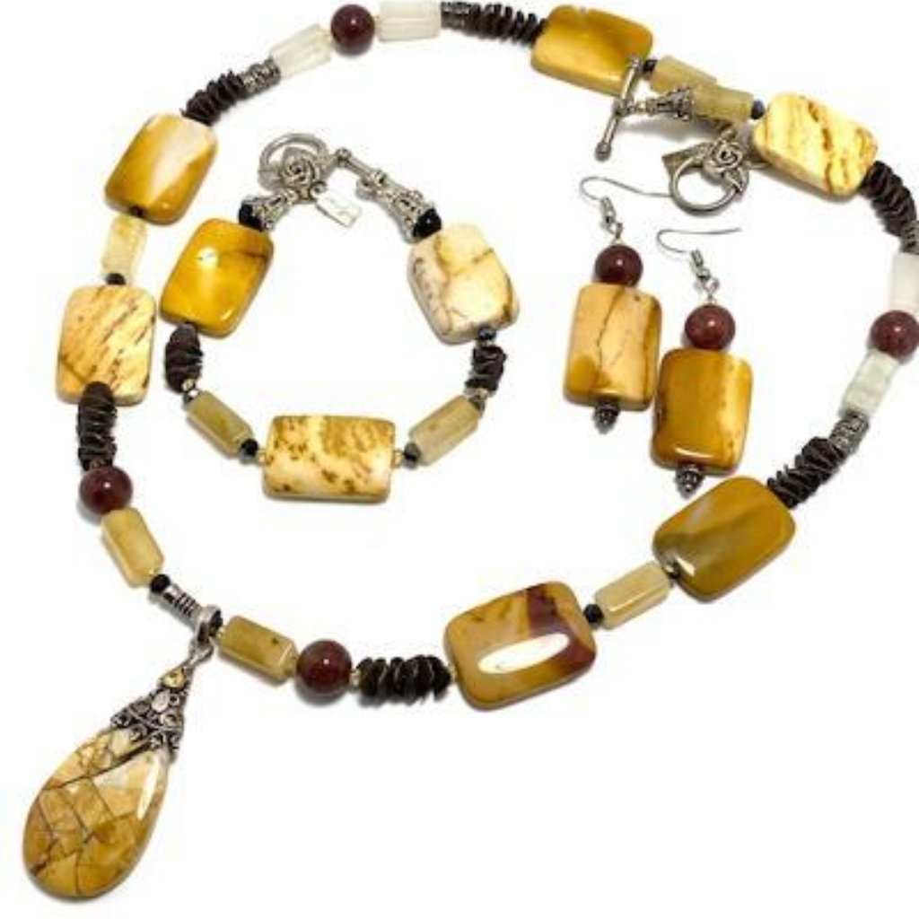 Handmade Jewelry Set By Surdigirl - Brecciated Moonkite, Citrine